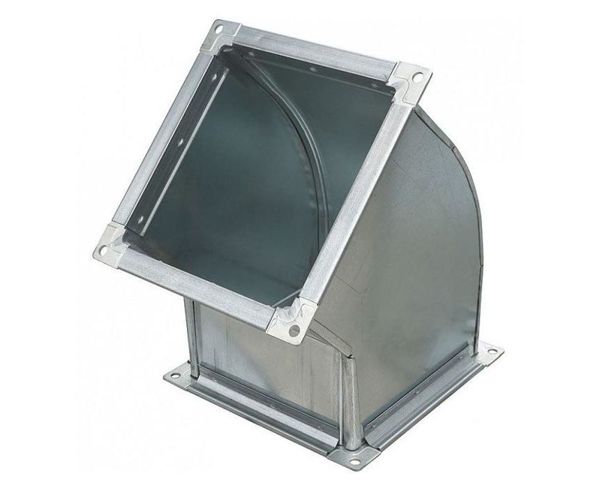 Отвод 45 прямоугольный 300х300 мм. на шине из оцинкованной стали