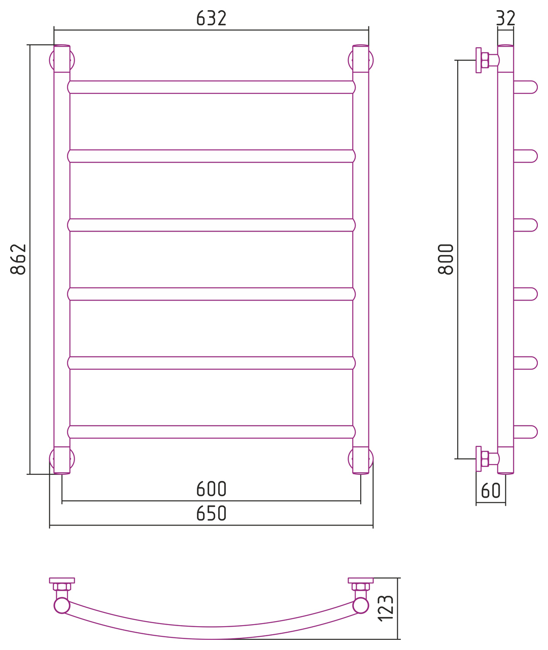 Водяной полотенцесушитель Сунержа Галант+ 800x600