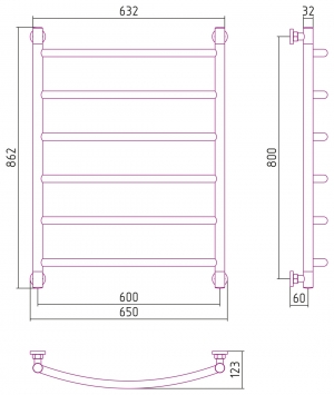 Водяной полотенцесушитель Сунержа Галант+ 800x600